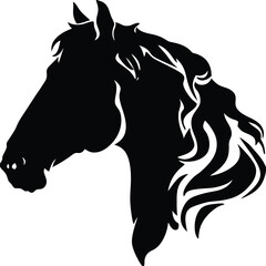 Stylized Black Silhouette of a Horse Head