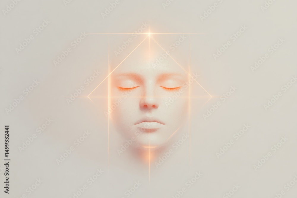 Poster futuristic ai chatbot icon design with geometric symmetry and soft glow