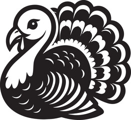 Black and White Turkey Bird Vector Illustration