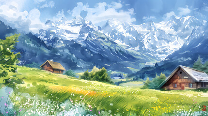 Charming Swiss alpine village