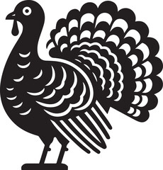 Black and White Turkey Bird Vector Illustration
