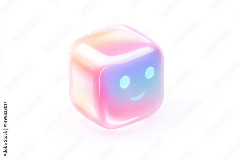 Poster colorful ai chatbot icon design with smiling face for digital interfaces