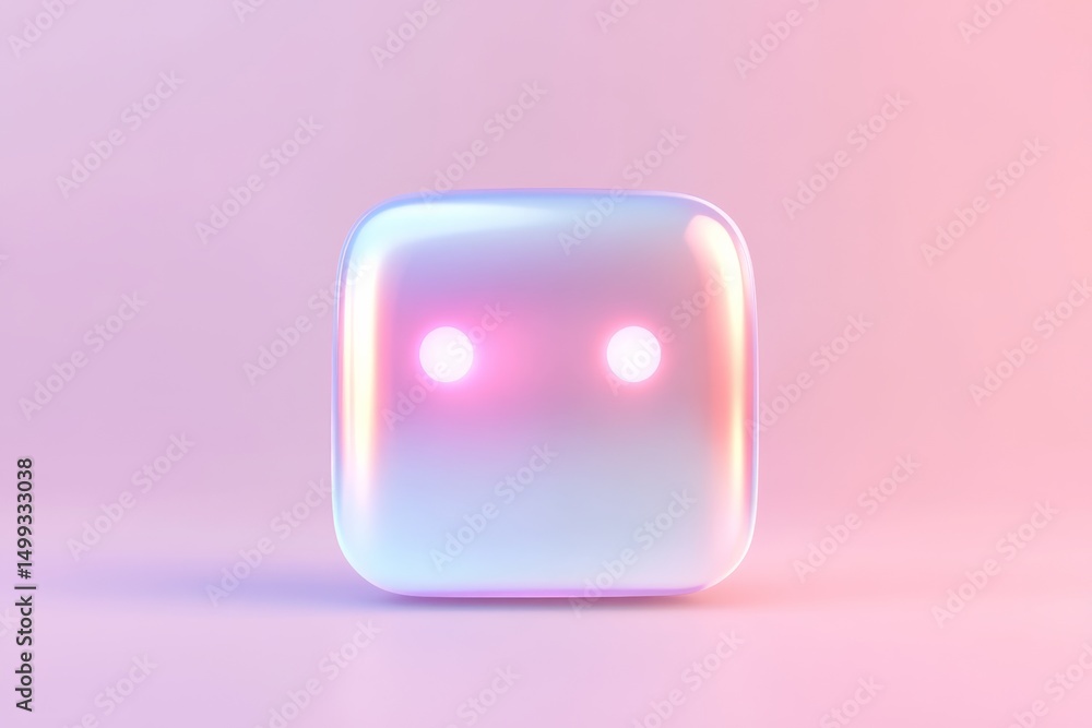 Poster futuristic ai chatbot icon design with modern aesthetic on soft gradient background