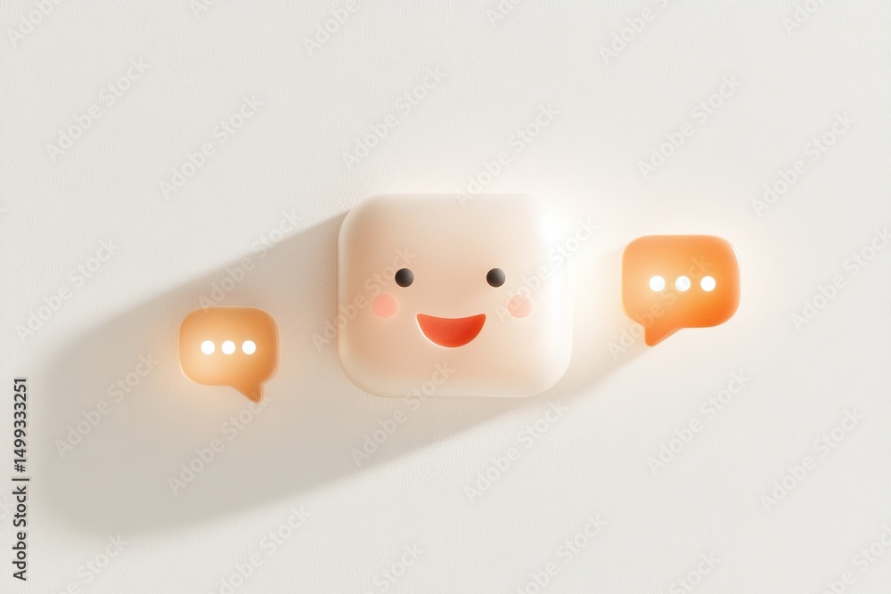 Poster friendly ai chatbot icon with speech bubbles for communication design