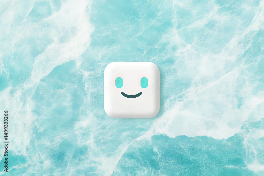 Aufkleber minimalist ai chatbot icon design on aqua marble background for digital interfaces