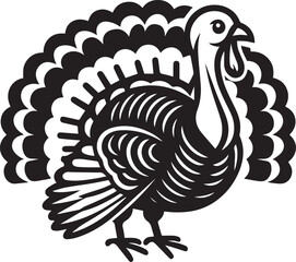 Black and White Turkey Bird Vector Illustration