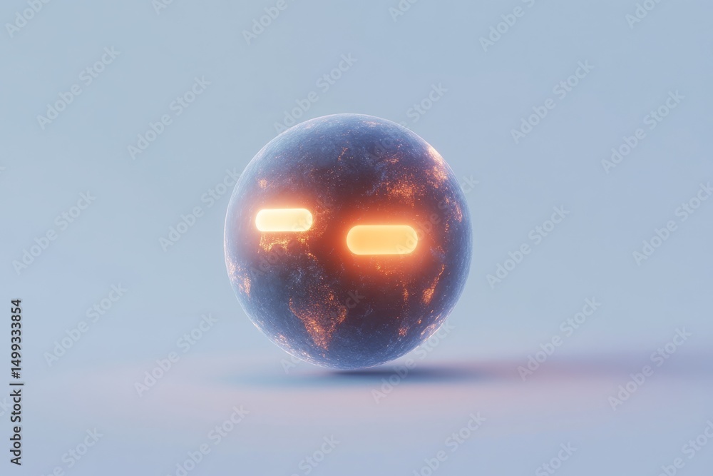Poster futuristic ai chatbot icon with glowing elements on abstract background for digital interface design