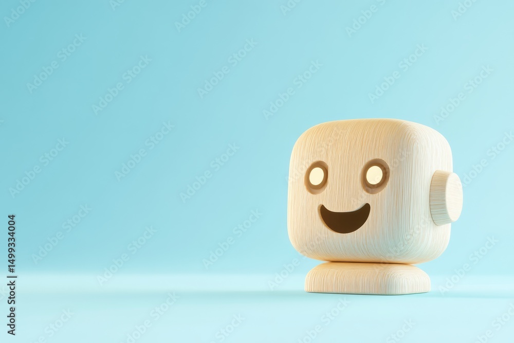 Poster friendly ai chatbot icon on light blue background for tech design