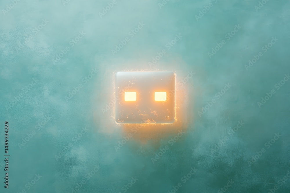 Poster futuristic ai chatbot icon on a textured background for digital interfaces