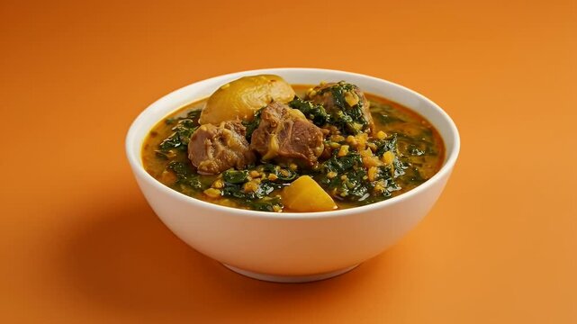 Traditional Ghanaian kontomire stew meal