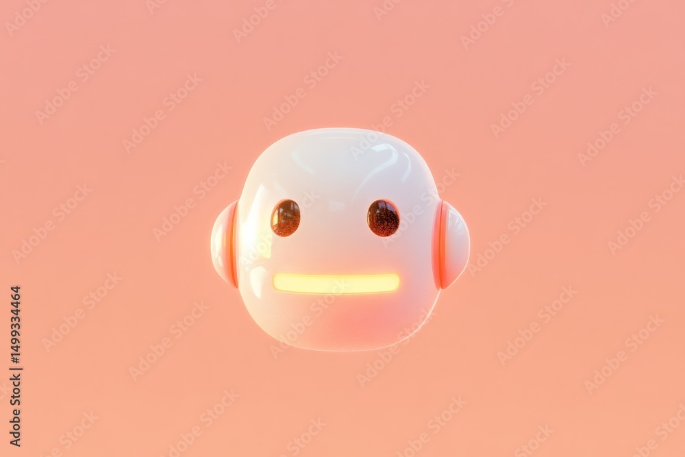 Poster futuristic ai chatbot icon design for digital interfaces and communication tools