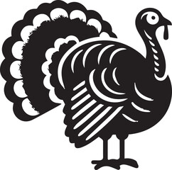 Black and White Turkey Bird Vector Illustration