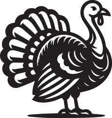 Black and White Turkey Bird Vector Illustration
