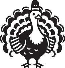 Black and White Turkey Bird Vector Illustration