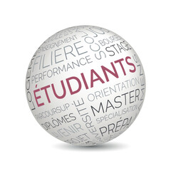 French students concept sphere with education and university keywords