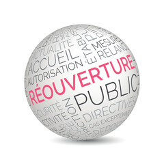 French reopening concept sphere with public access and safety keywords