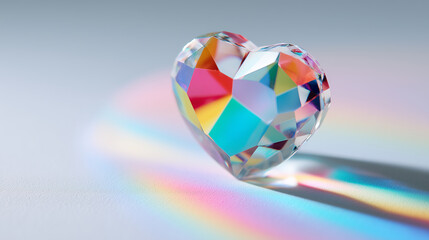 光を分散させる透明ハートの幻想的な色彩効果 | 虹のスペクトラム