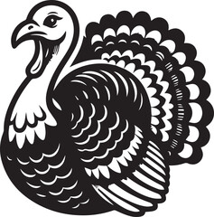 Black and White Turkey Bird Vector Illustration