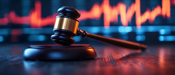 Gavel, finance chart, justice