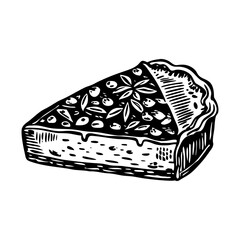 A vintage illustration showing pie slice dessert