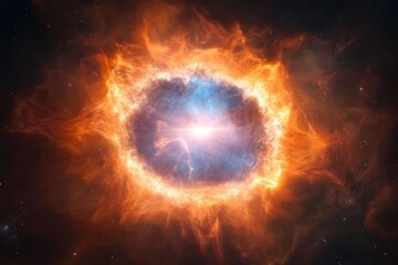 Fototapeta premium Celestial phenomena with vibrant nebula and luminous core for science and education