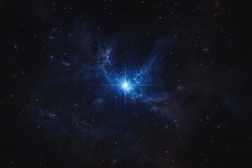Celestial starburst in deep space with cosmic nebula background