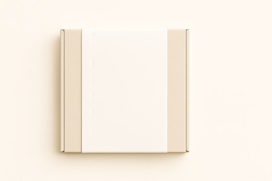 White cardboard sleeve on flat box, white background