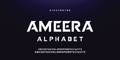 Design Modern abstract digital alphabet font. Minimal technology typography, Creative urban sport fashion futuristic font and with numbers. vector illustration.