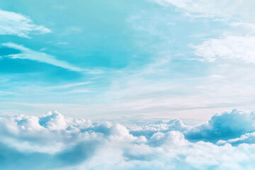 Fototapeta premium Serene sky with isolated soft clouds on white background for design and decoration