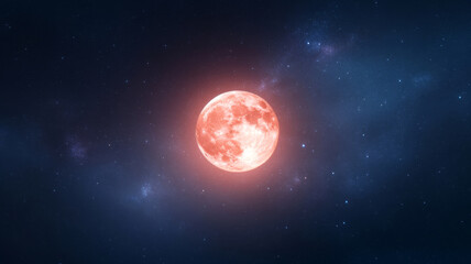 Obraz premium Lunar eclipse illuminating starry night sky with red moon glow