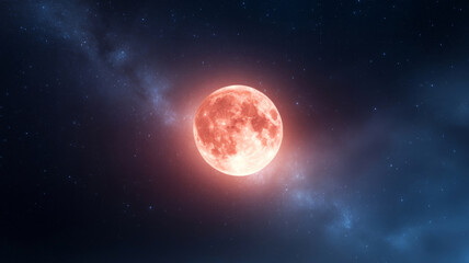 Lunar eclipse under the moonlit sky with starry backdrop for astronomy enthusiasts