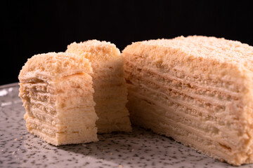 Napoleon cake. Dessert. Healthy food. Diet dish. Layered cake