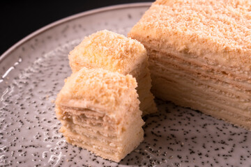 Napoleon cake. Dessert. Healthy food. Diet dish. Layered cake