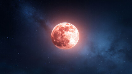 Obraz premium Enchanting lunar eclipse in moonlit night sky