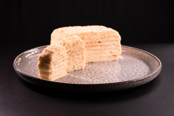 Napoleon cake. Dessert. Healthy food. Diet dish. Layered cake