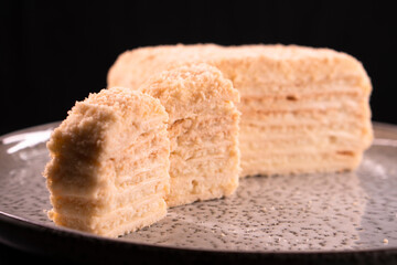 Napoleon cake. Dessert. Healthy food. Diet dish. Layered cake