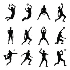 Obraz premium Male Volleyball Silhouette Vector Set.