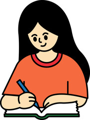 A girl writing in a notebook
