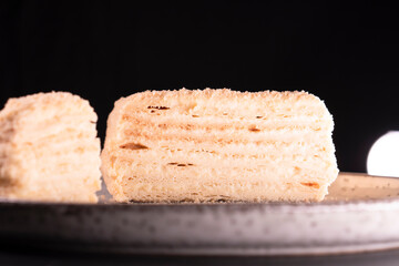 Napoleon cake. Dessert. Healthy food. Diet dish. Layered cake