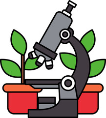 a microscope placed next to a plant