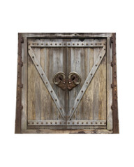 Old wooden door isolated on White Background.