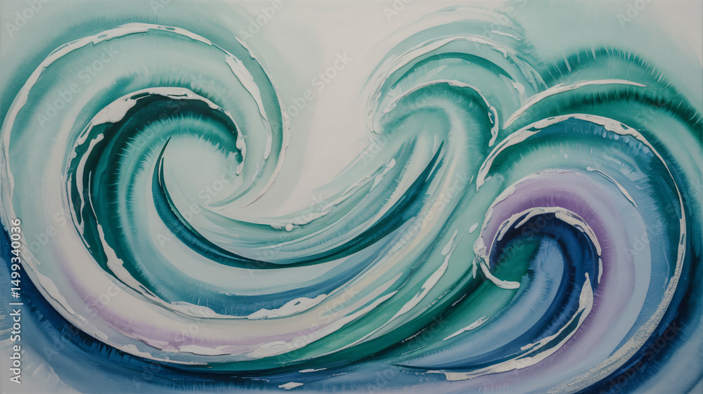 Aufkleber more abstract watercolor with flowing wave patterns