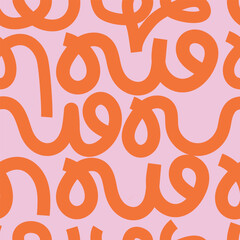 Aesthetic Contemporary printable seamless pattern with abstract forms. Colorful abstract background in minimalist vector. Pink, orange