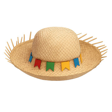 Costura de tecido em formato de chapeu festa junina icone 3d isolado para campanha de s&atilde;o jo&atilde;o