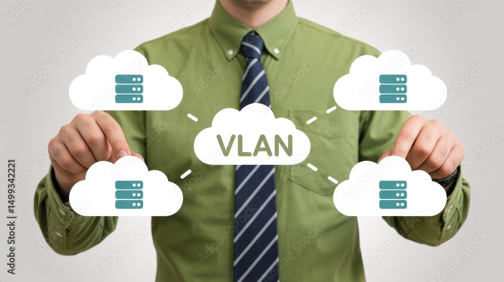 Poster cloud computing and virtual local area network illustrated.