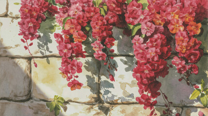 Watercolor art of vivid red blossoms