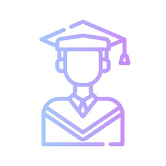 college icon spesial line with gradient color blue purple_boy graduated