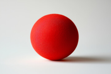 Bright red clown nose or small ball, perfectly round and textured, centred on a pristine white background