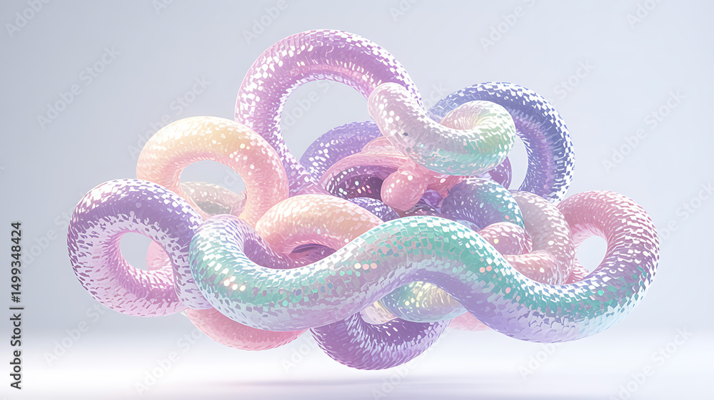 Poster colorful abstract twisting shapes in a surreal display