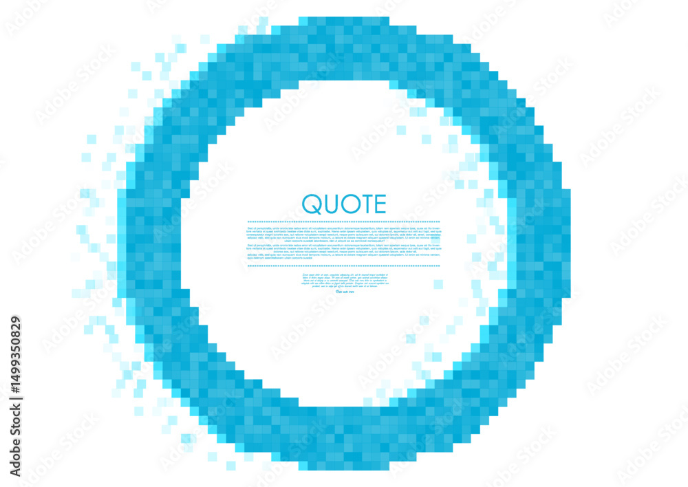 Poster blue pixelated circle minimal abstract geometric background. pixel art vector design